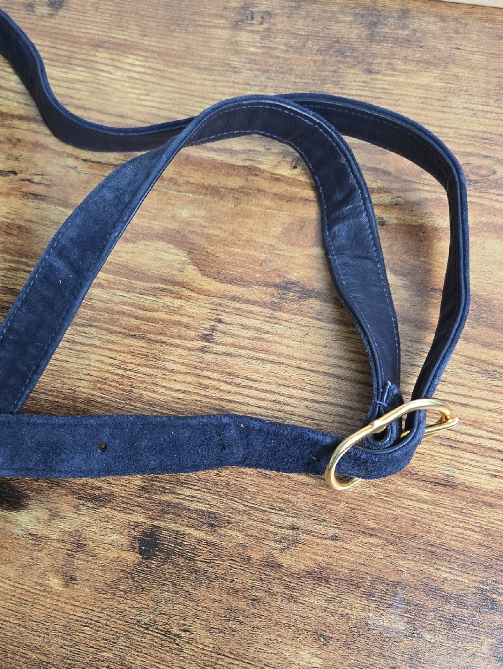 Vintage Salvatore Ferragamo Blue Suede Shoulder Bag with Gold Accent Euro Boho - Picture 12 of 12